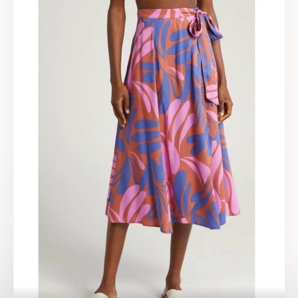 Marine Layer - Valencia Floral Organic Cotton Wrap Skirt - X-Large